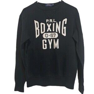 Polo Ralph Lauren Boxing 0-67 Gym Graphic Sweatshirt Small Black Vintage Style